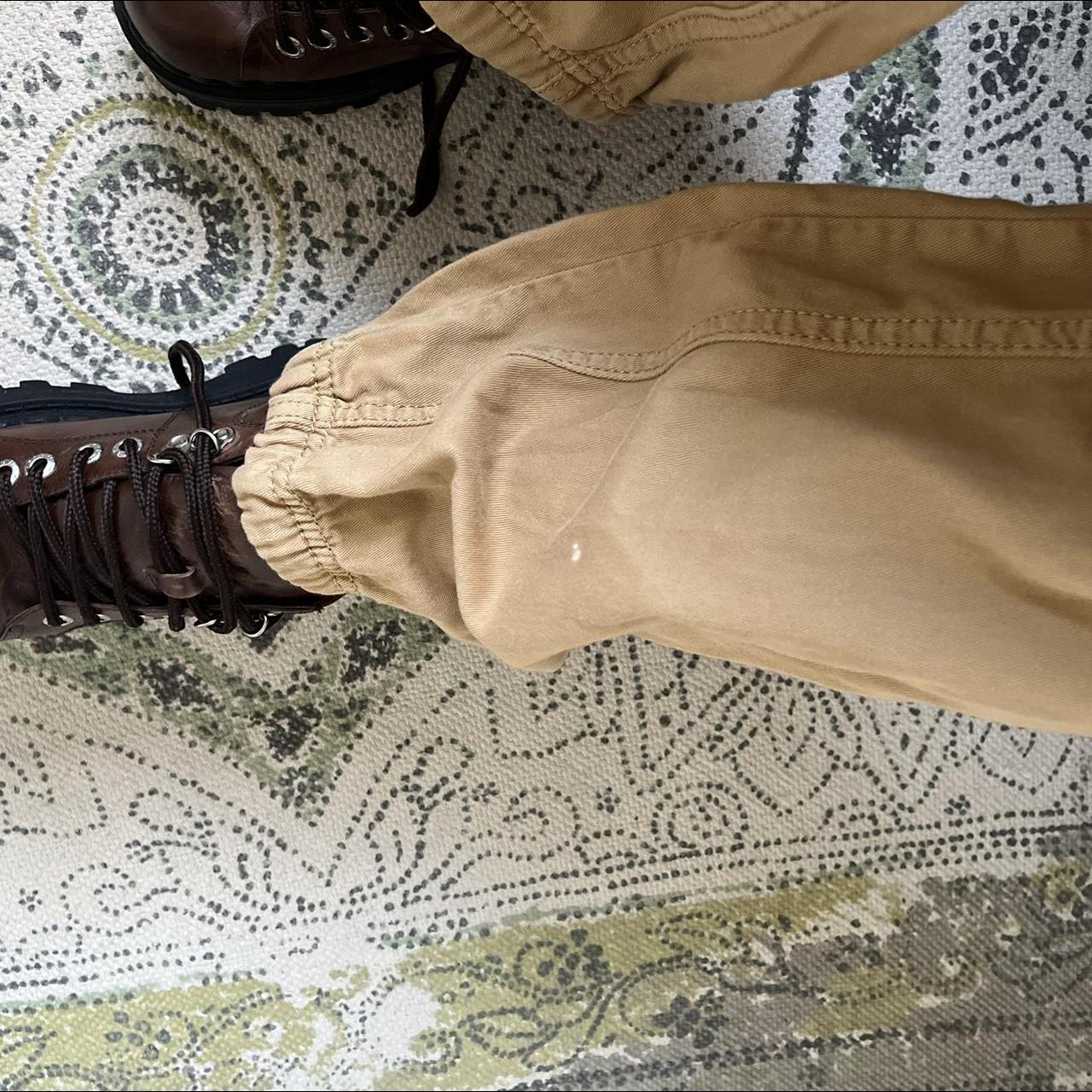 insane tan vintage cargo pants so many cool details... - Depop