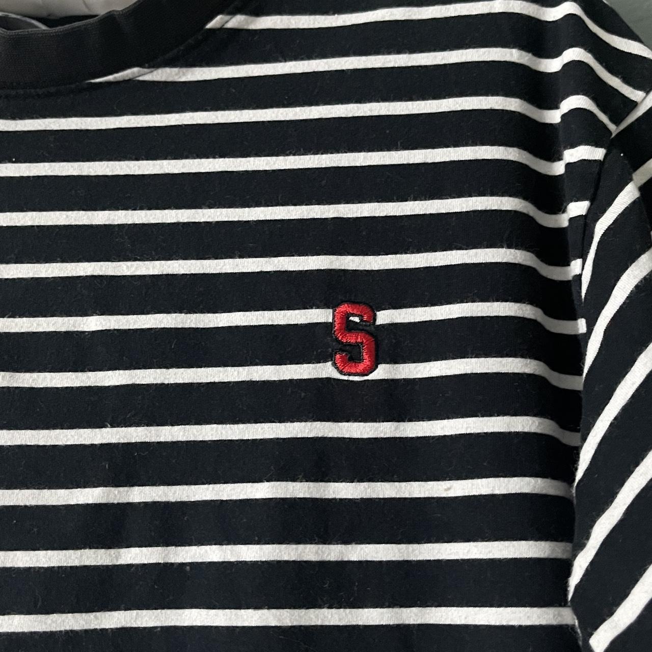 Preppy black white stripes sailor casual shirt tee... - Depop