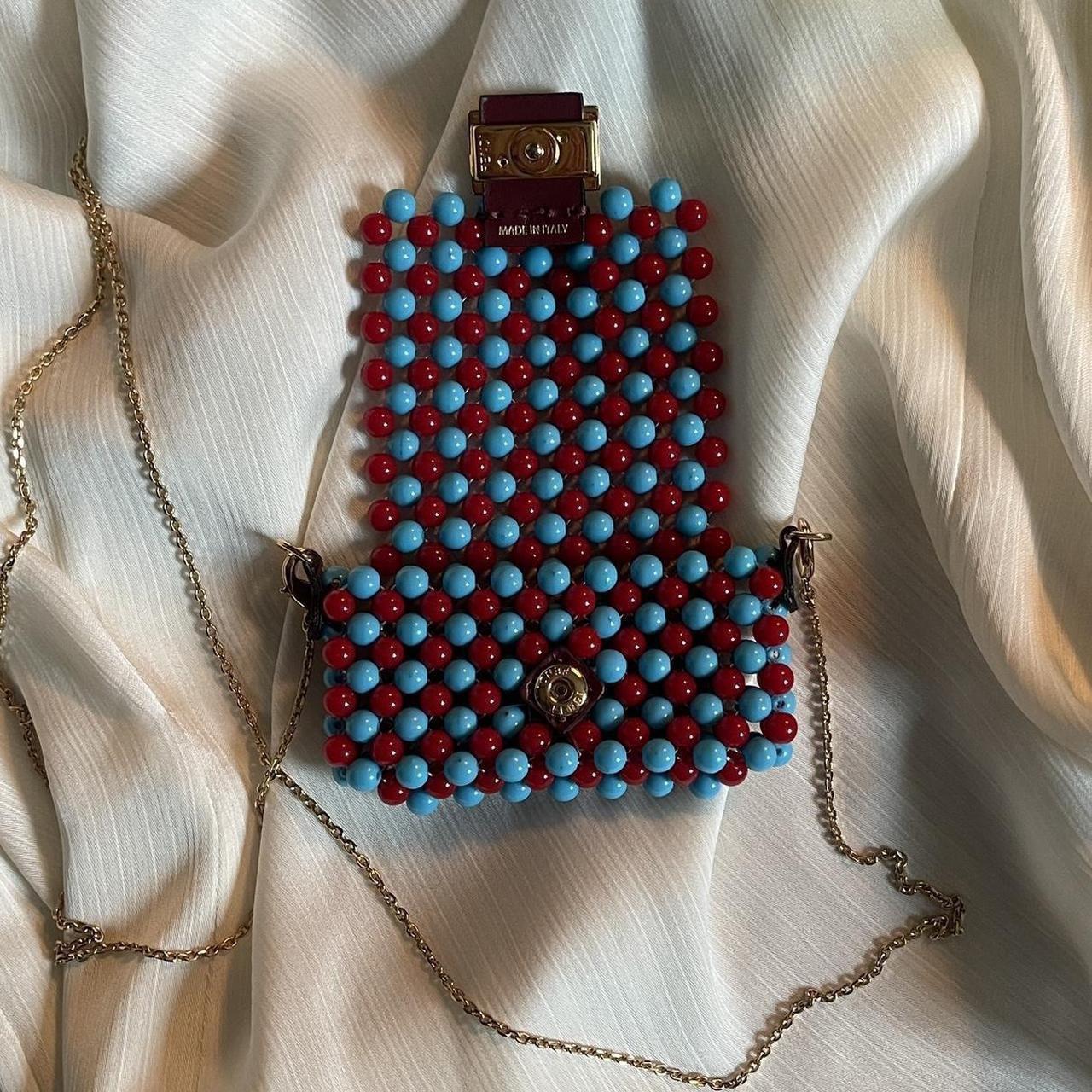 Vintage handmade beaded baguette fashion bag small with Italy made scarf