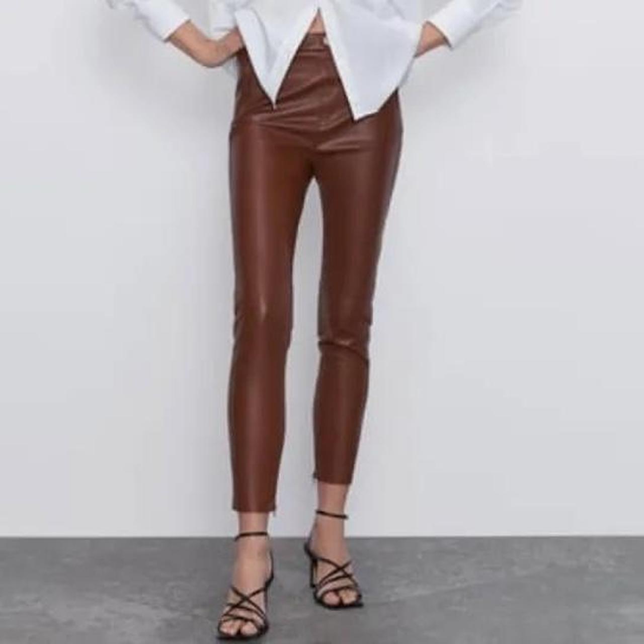 Zara brown leather trousers