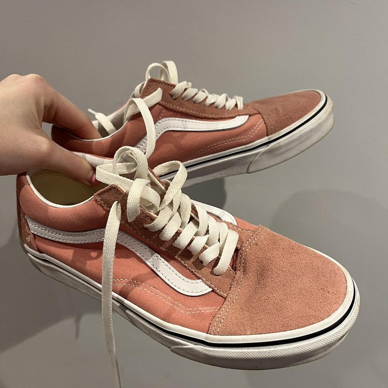 Old Skool Vans in pink peach Size UK 6 womens Worn