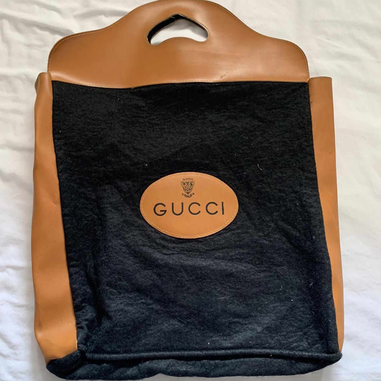 VINTAGE GUCCI LEATHER AND BLACK WOOL FELT