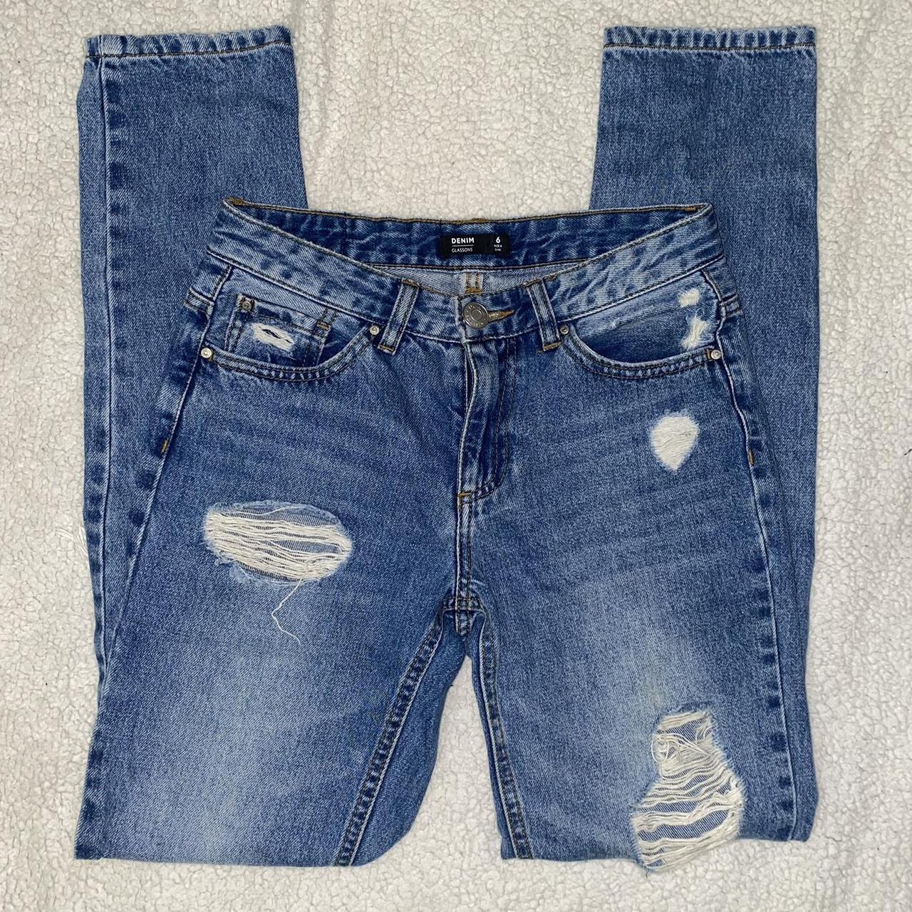 ripped glasson skinny jeans, size 6 in good... Depop