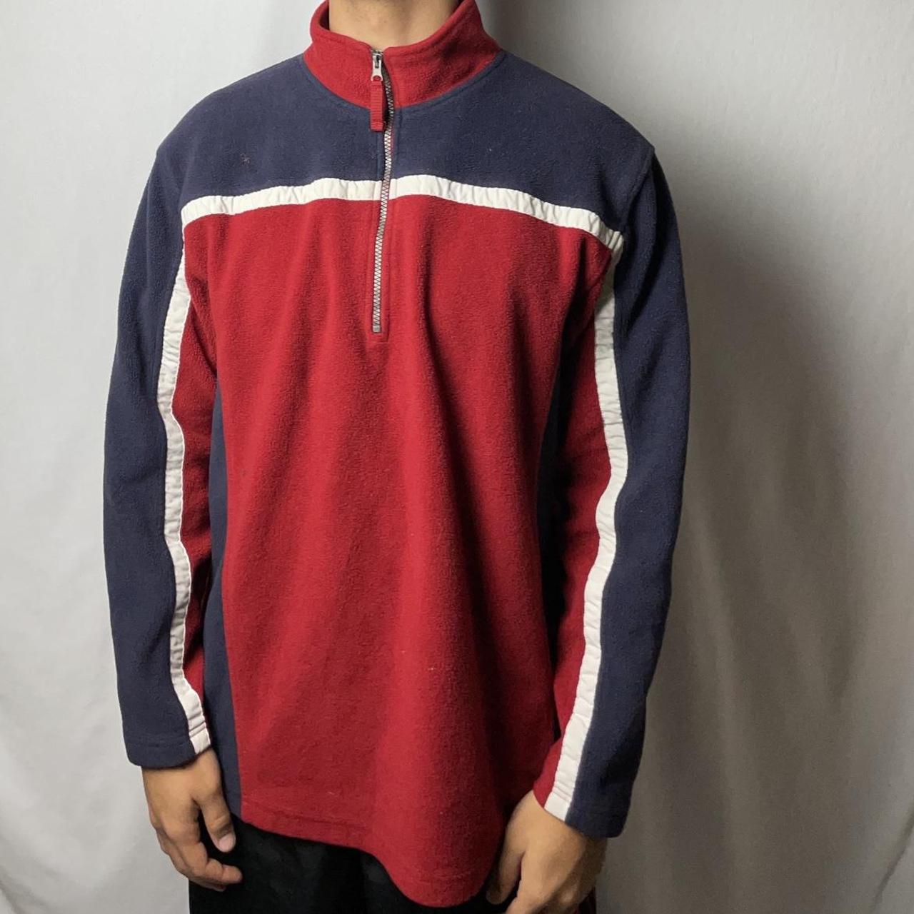 Half red discount half blue sweatshirt