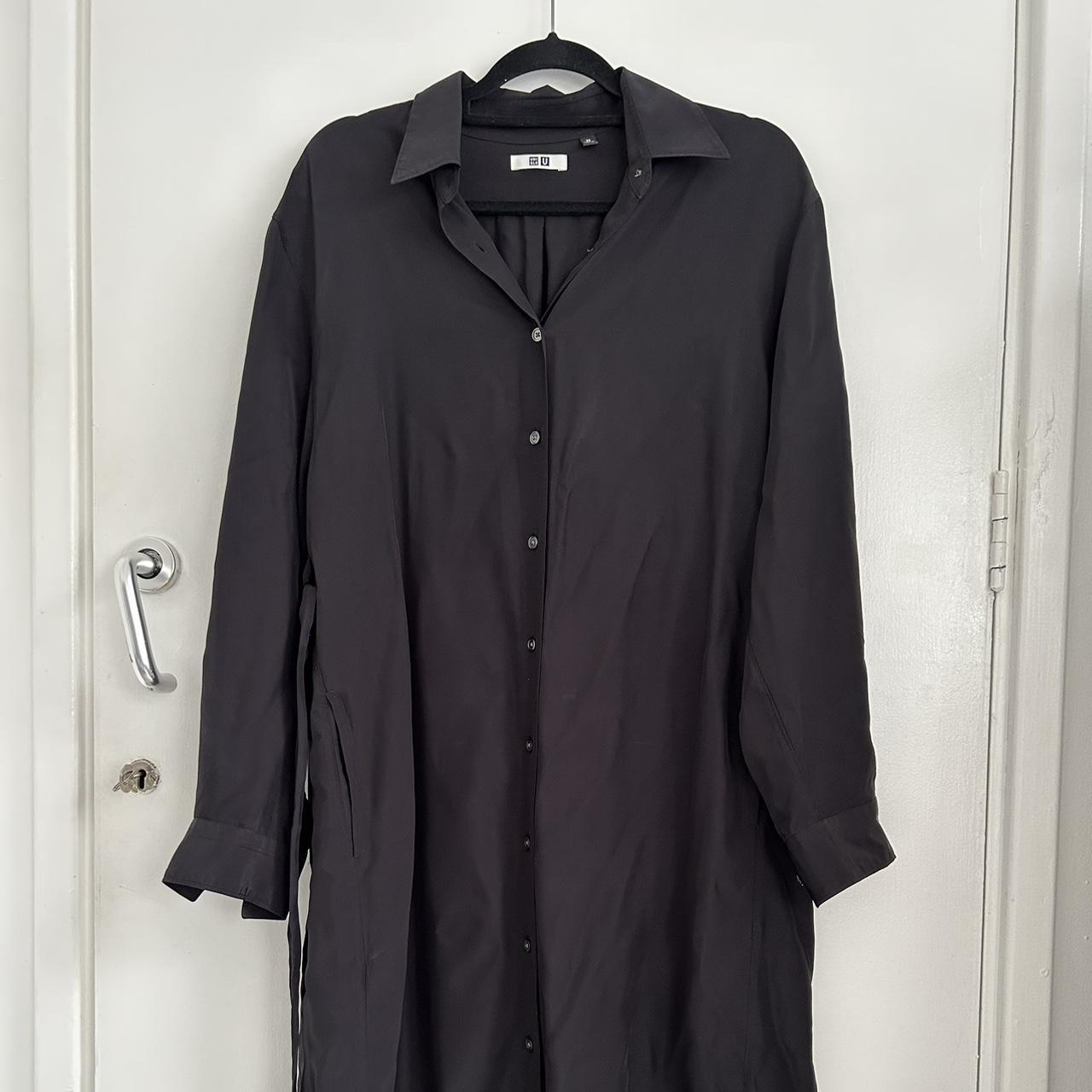 uniqlo tie belt maxi shirt dress - size... - Depop