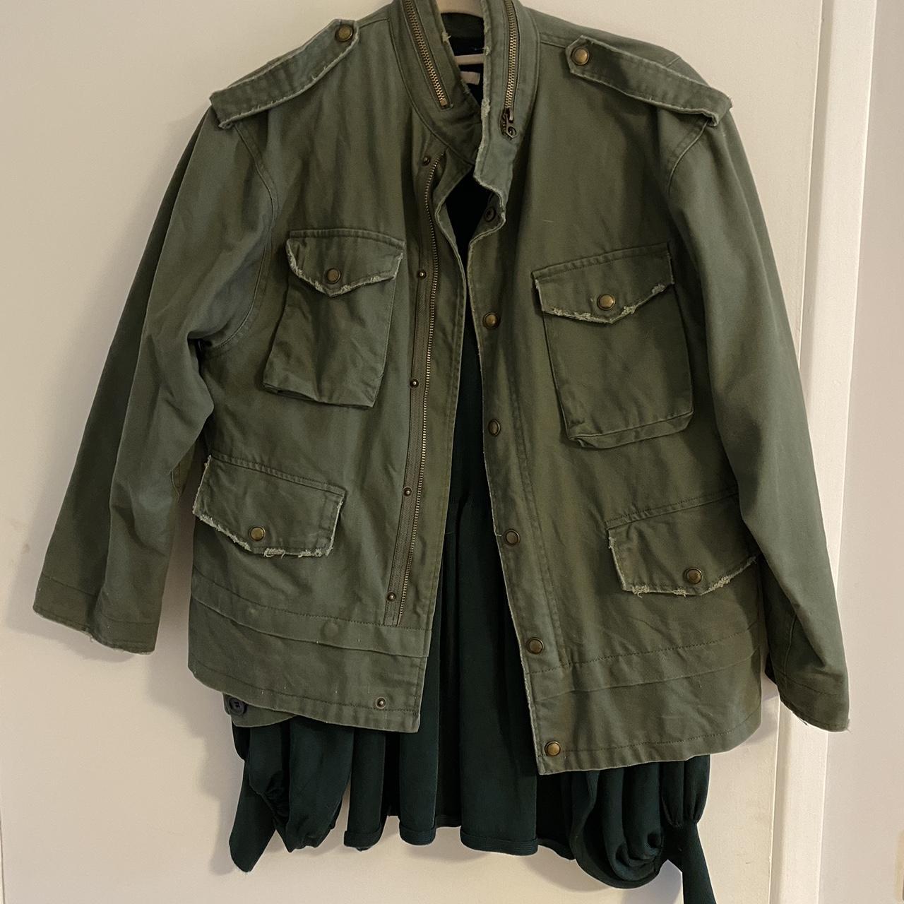 Zara utility military jacket in green khaki colour.... Depop