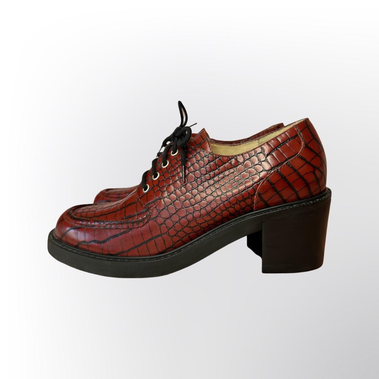 Women's Red and Burgundy Oxfords Depop