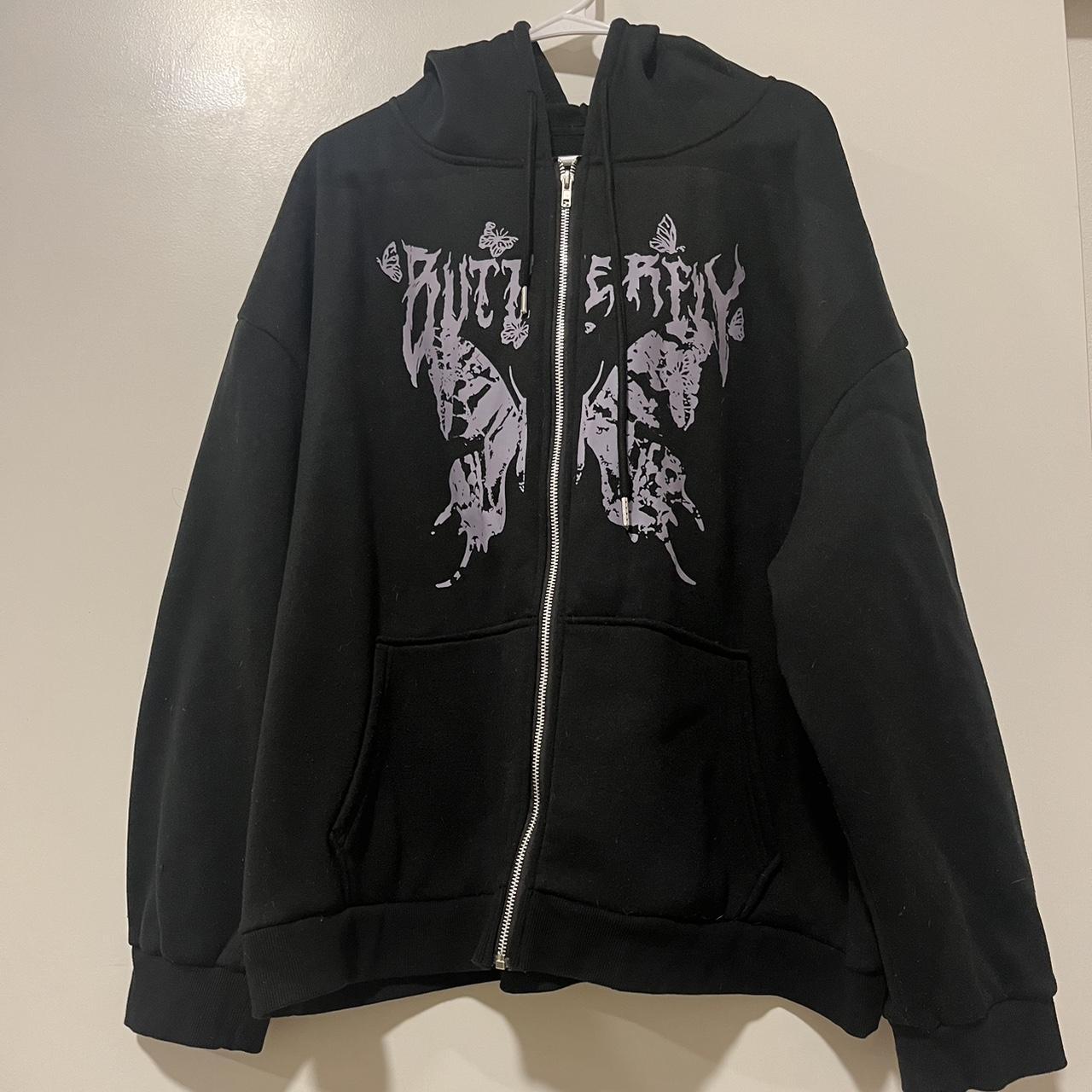 Butterfly design Black Hoodie! This is a 4XL from... - Depop