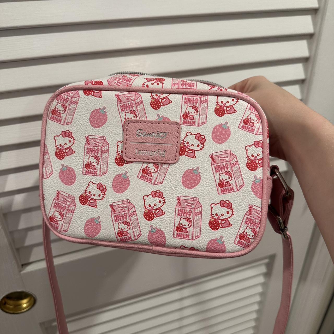 Loungefly Hello fashion Kitty Strawberry Milk Crossbody Bag