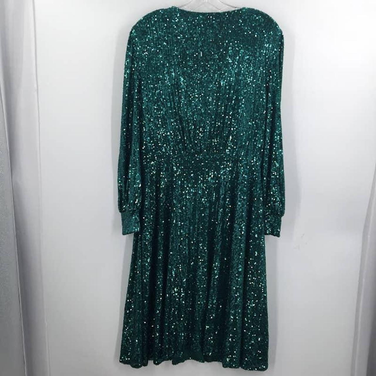 tahari green sequin dress