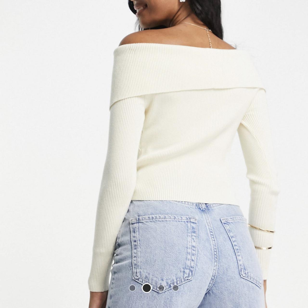 Asos Off the shoulder knitted top in cream Worn... Depop