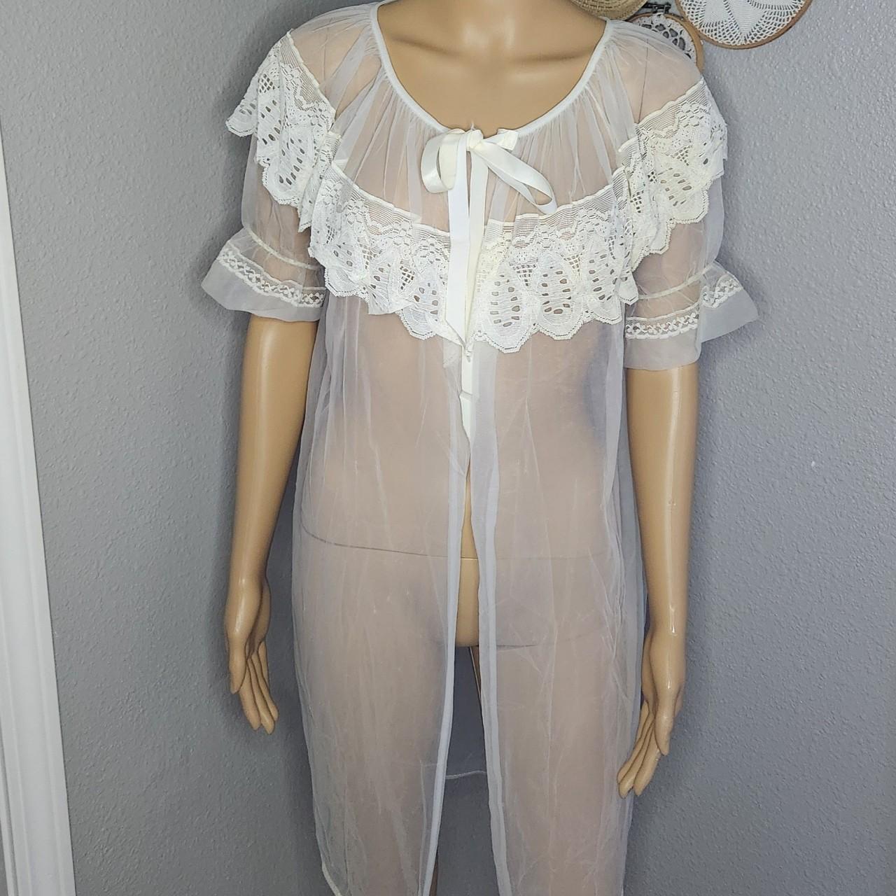 Vintage 1980s Crownette sheer/see-through lace - Depop