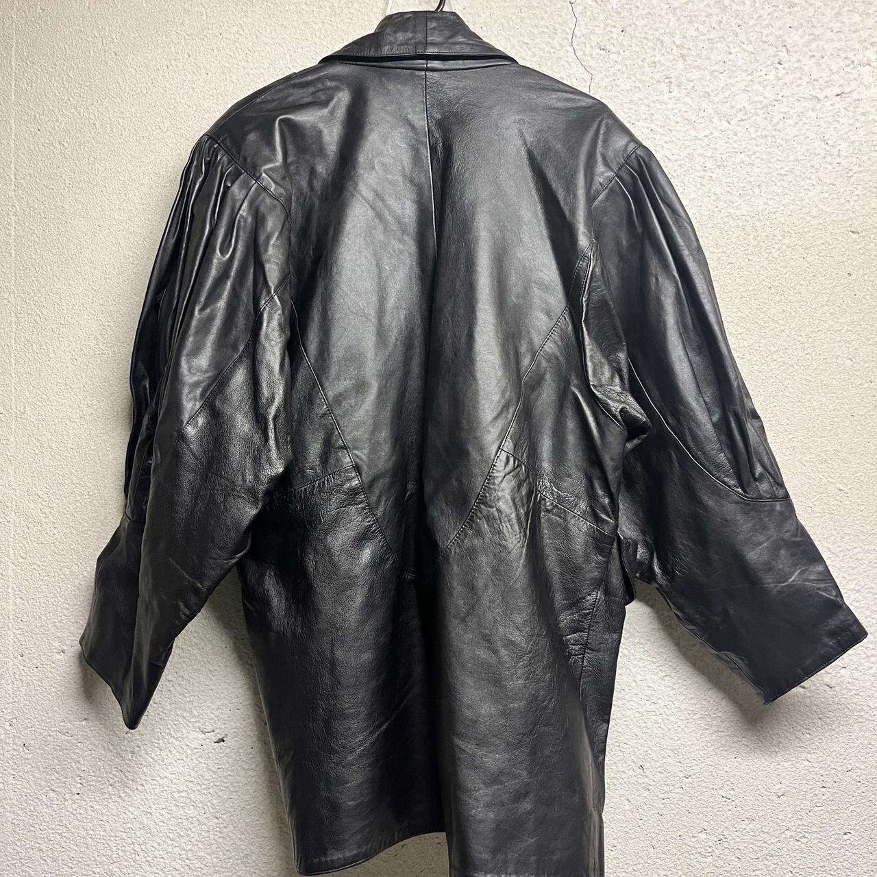 90s wide sleeve leather jacket - Depop