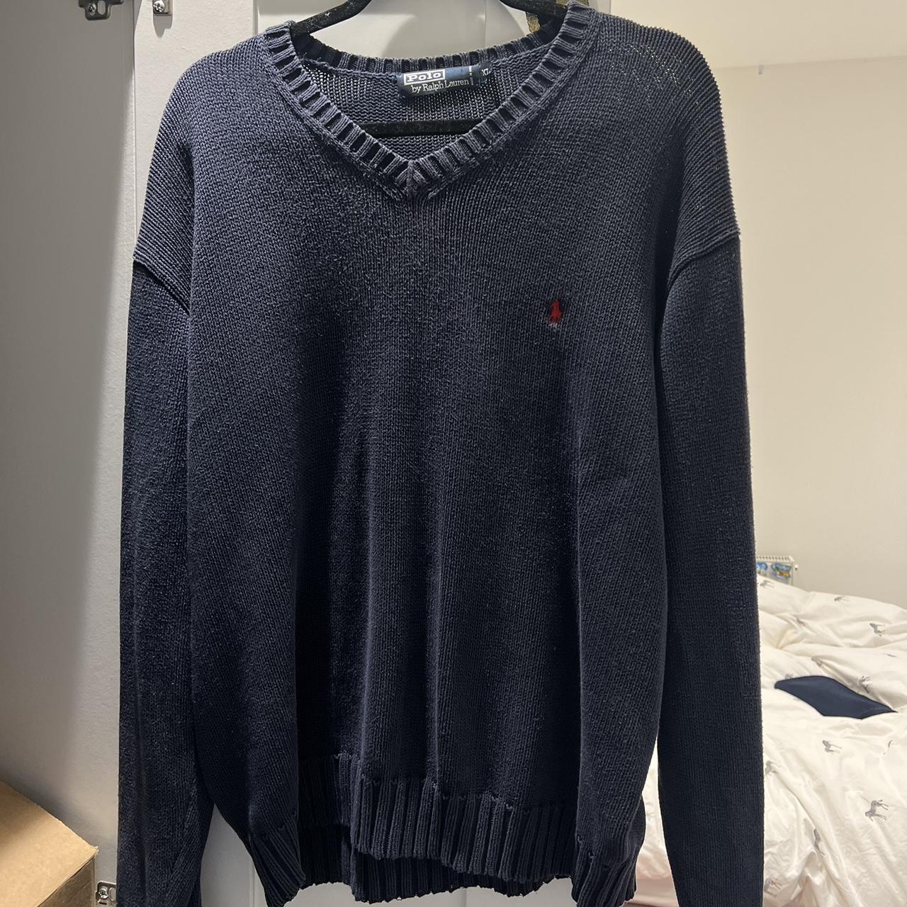 Ralph Lauren navy knitted v neck jumper Good... - Depop