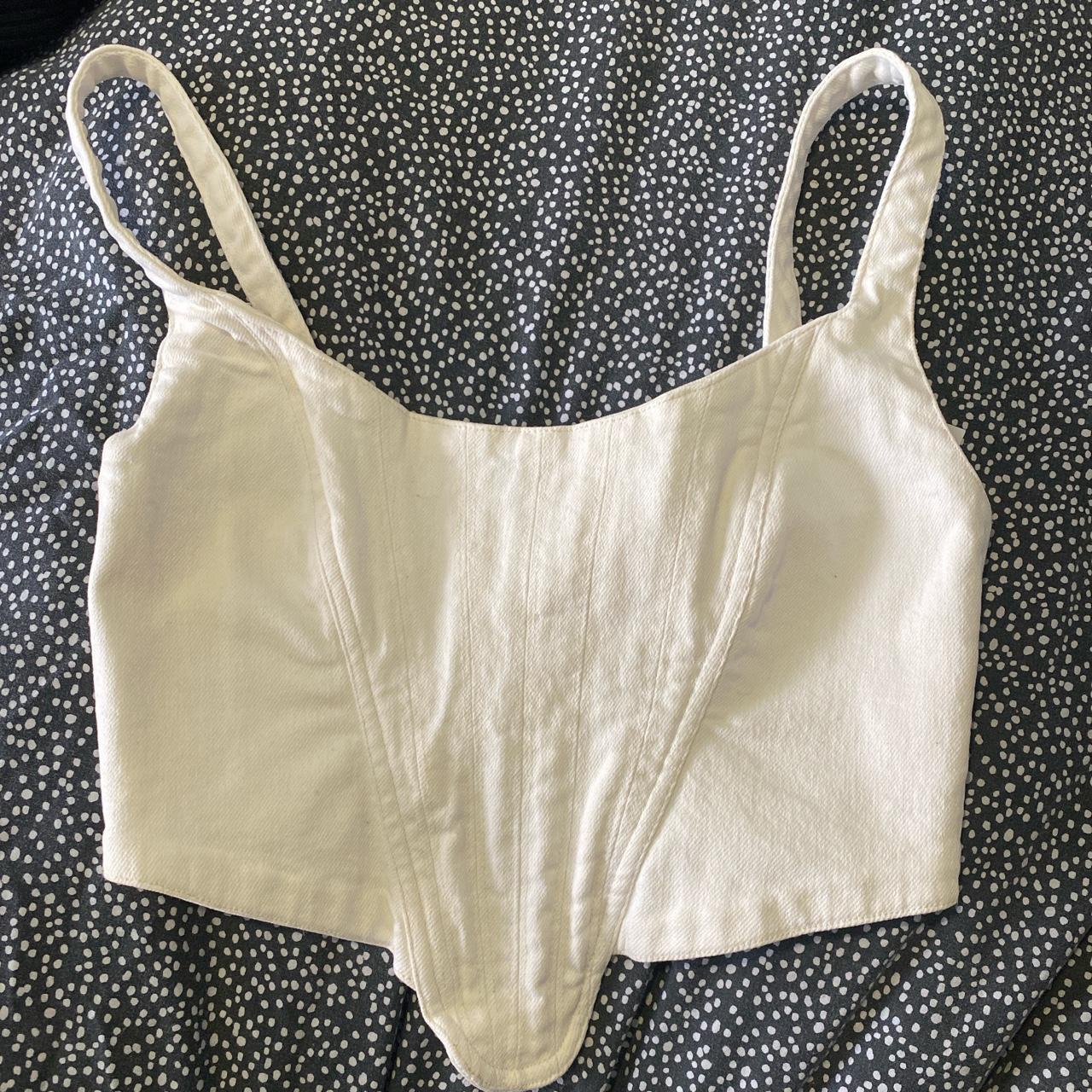 Zara white corset top in XS. Worn once, perfect... - Depop