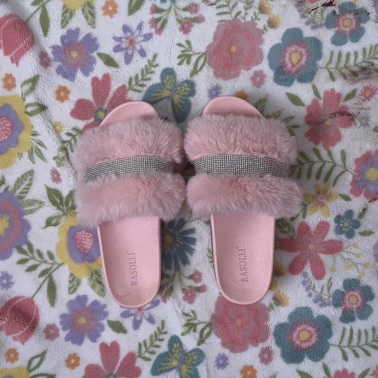 pink fluffy slides