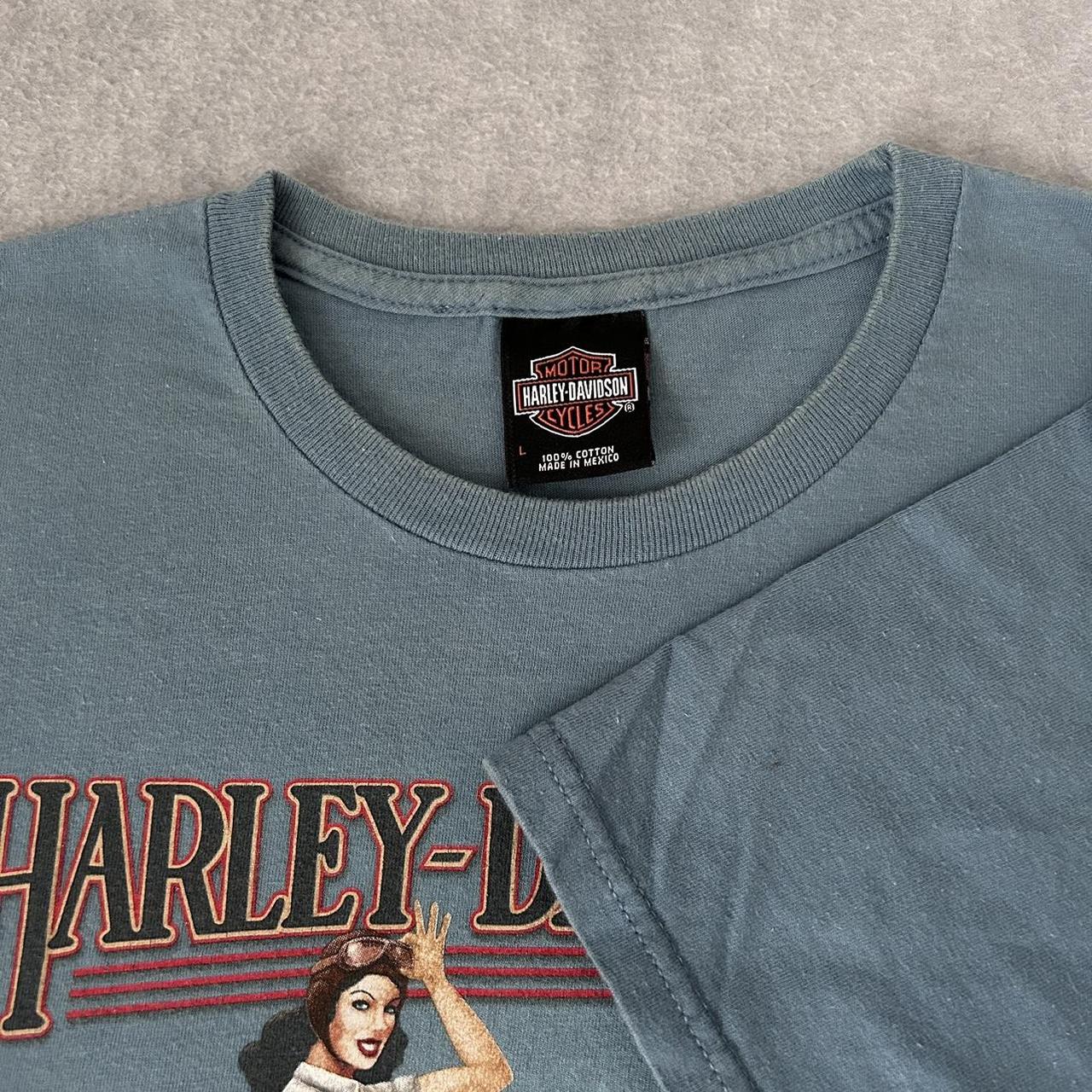 Vintage Harley Davidson Pinup girl Y2K shirt... - Depop