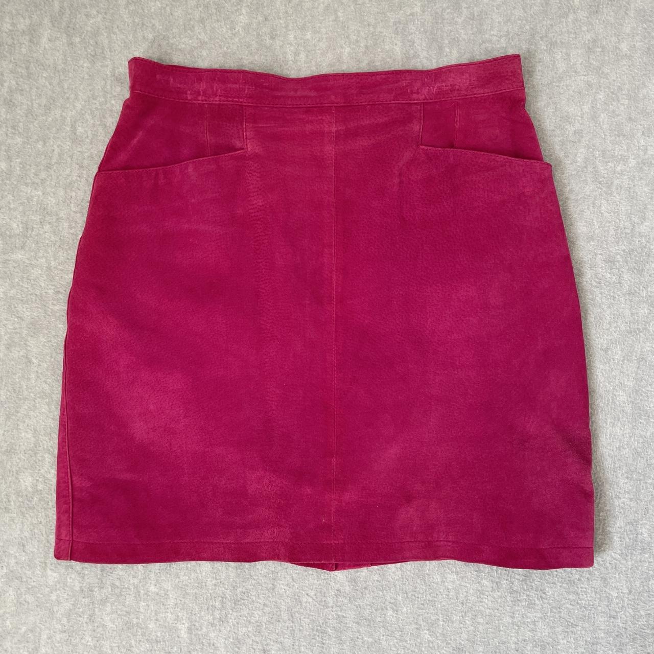 Vintage Bagatelle Hot Pink 100% Suede Leather Short... - Depop