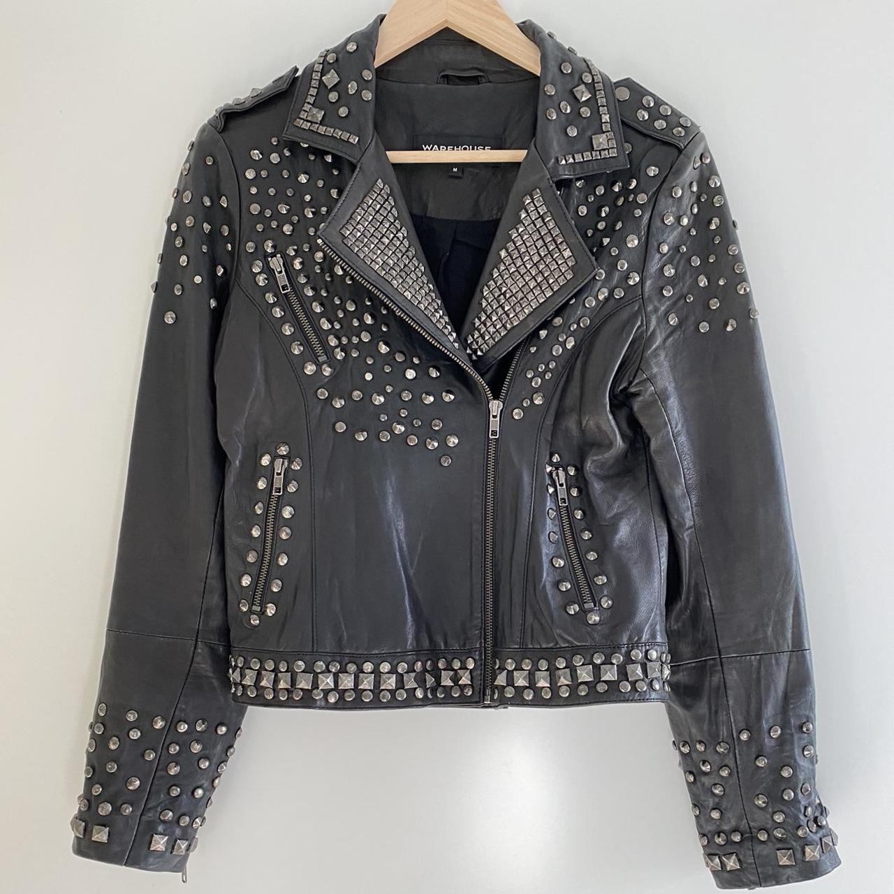 Warehouse Women's Black and Silver Jacket | Depop