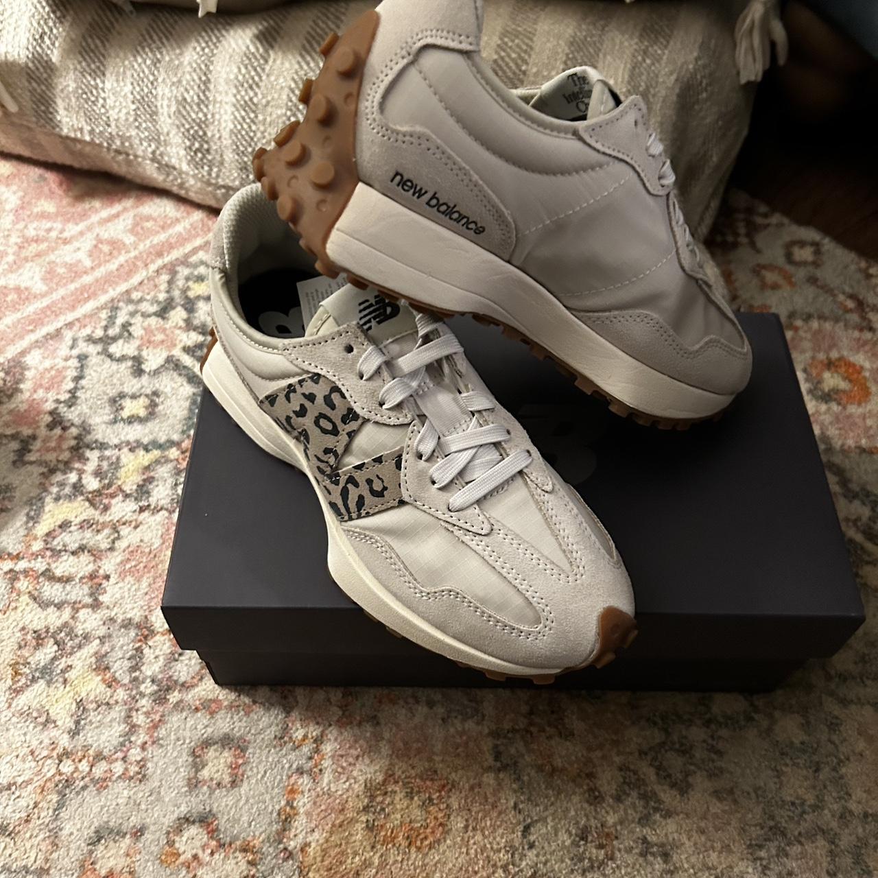 New Balance 327 trainers in leopard print moonbeam /... Depop