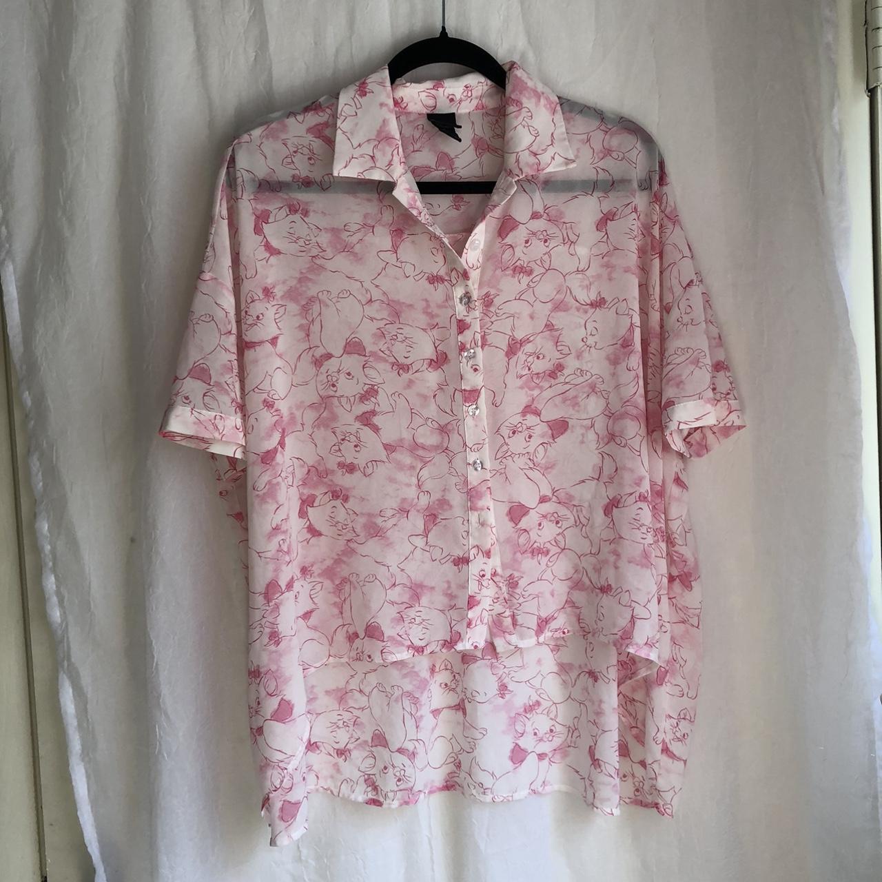 Disney Women's Pink and White Shirt | Depop