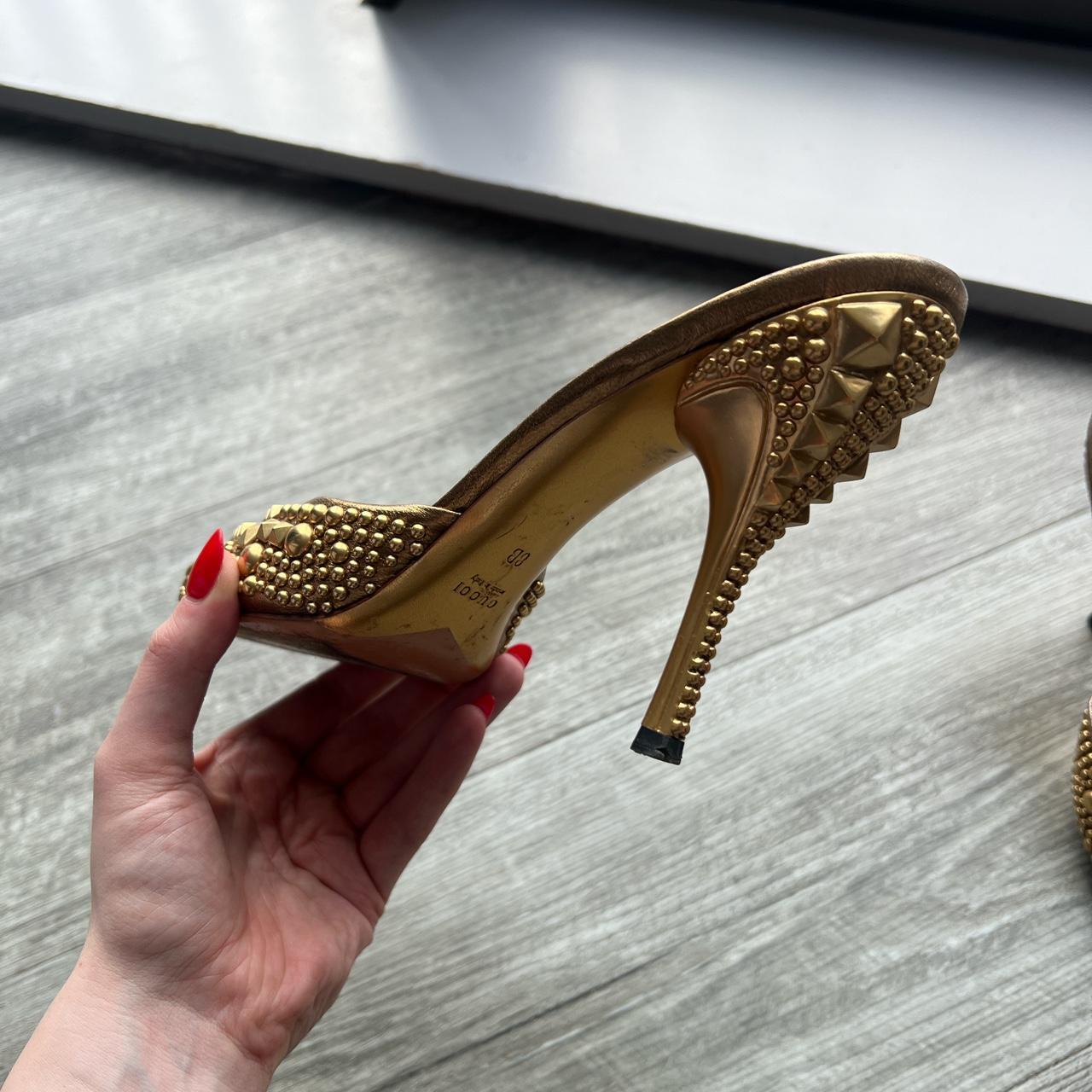 Gold/bronze Tom Ford for Gucci heeled mules. Well | Depop