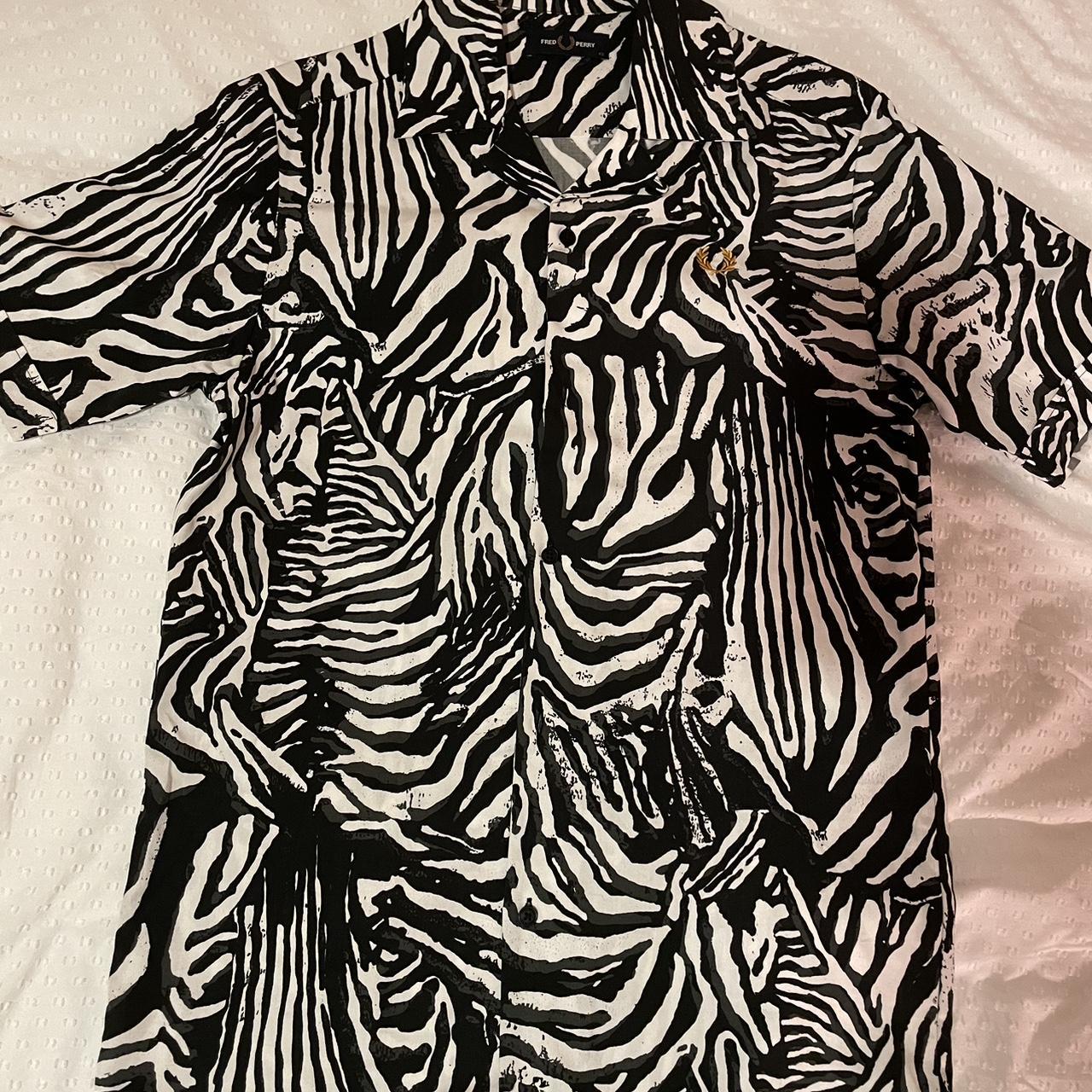 Fred Perry zebra print shirt. FITS LIKE A... - Depop