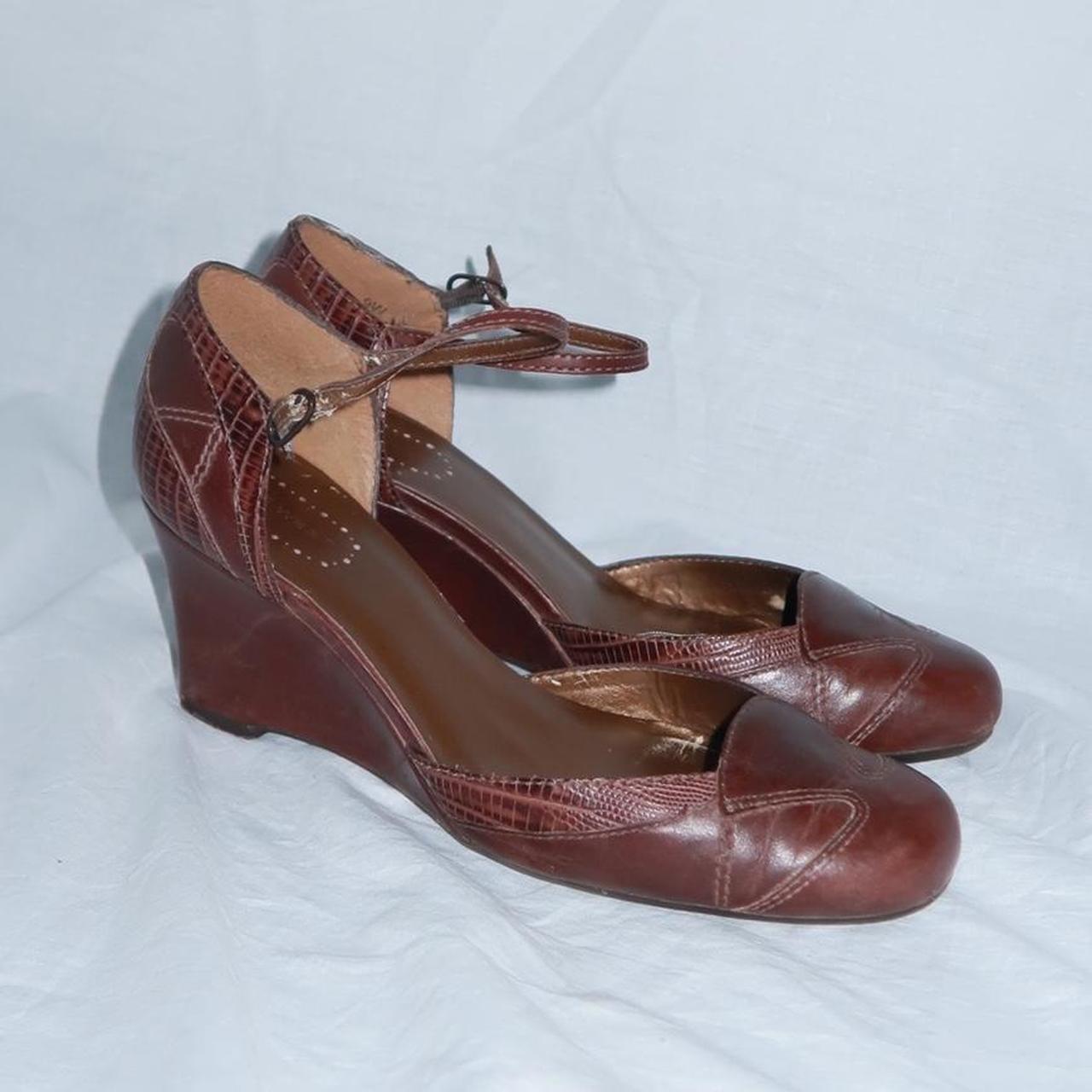 Vintage Nine West Brown Leather Wedges UK 6.5 round