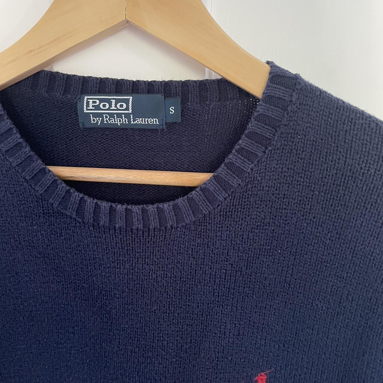 Ralph Lauren navy blue knitted crew neck jumper.... - Depop