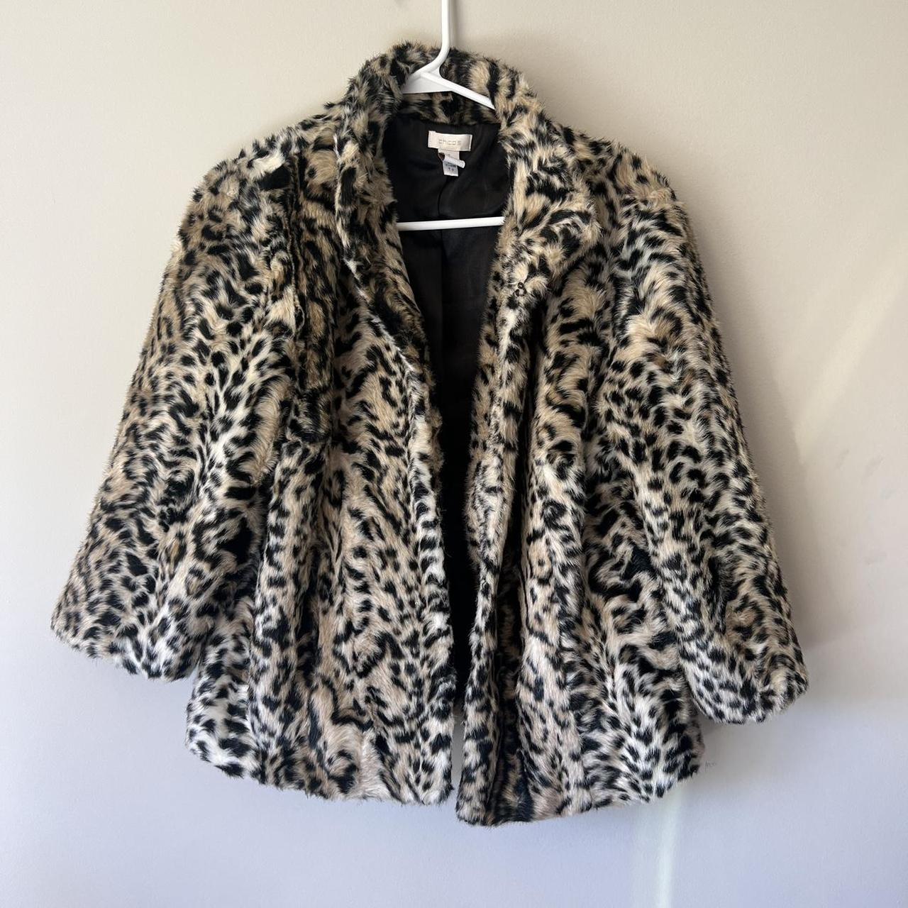 Cheetah faux fur coat Brand: Chicos Super adorable... - Depop