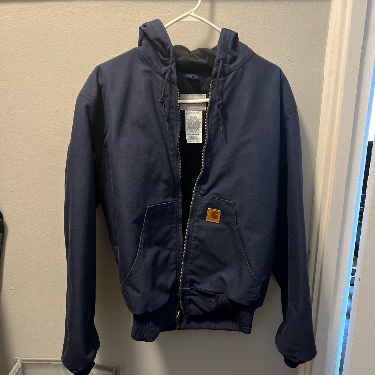 Navy blue Carhartt jacket. Good condition, only worn... - Depop