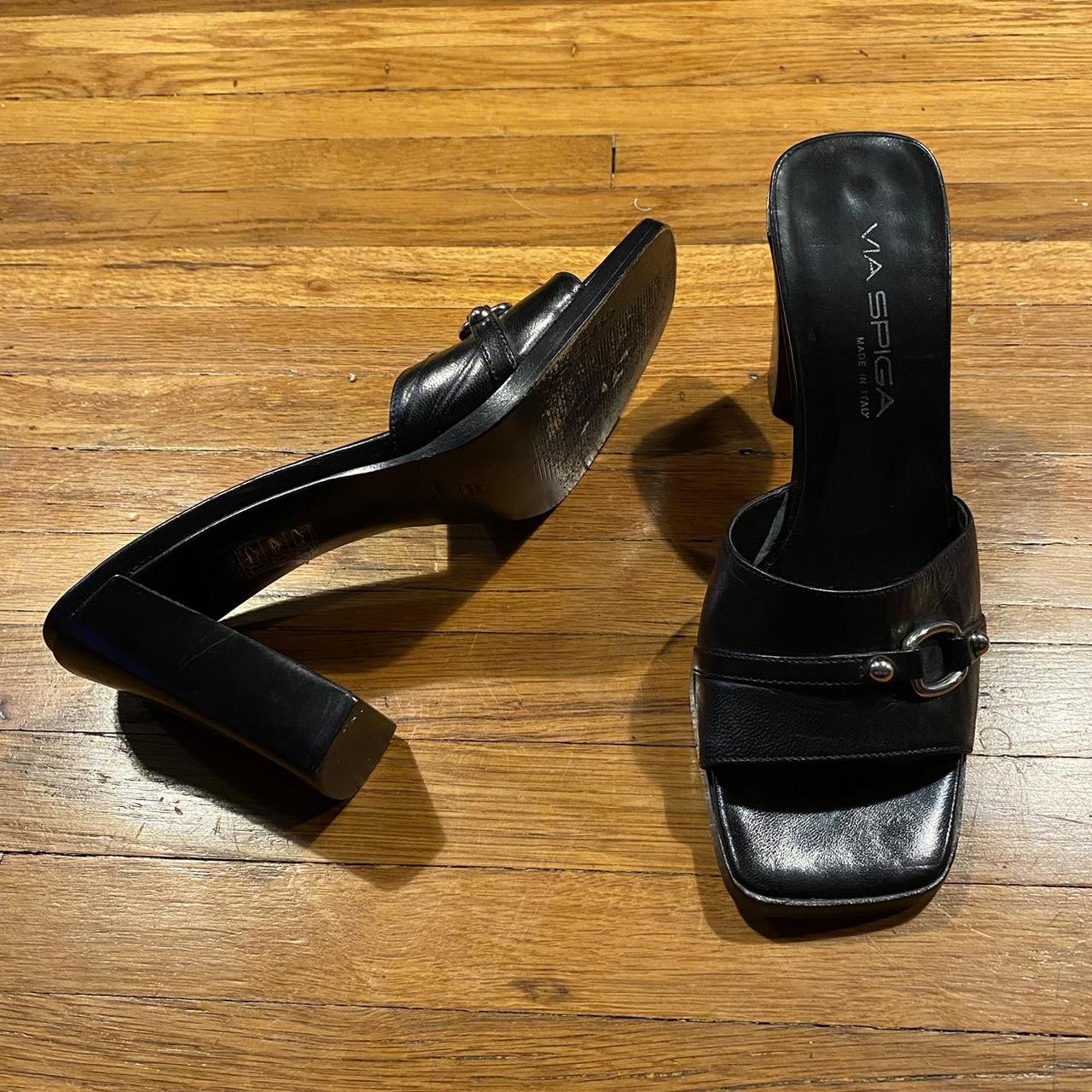 Via Spiga Women S Black And Silver Courts Depop