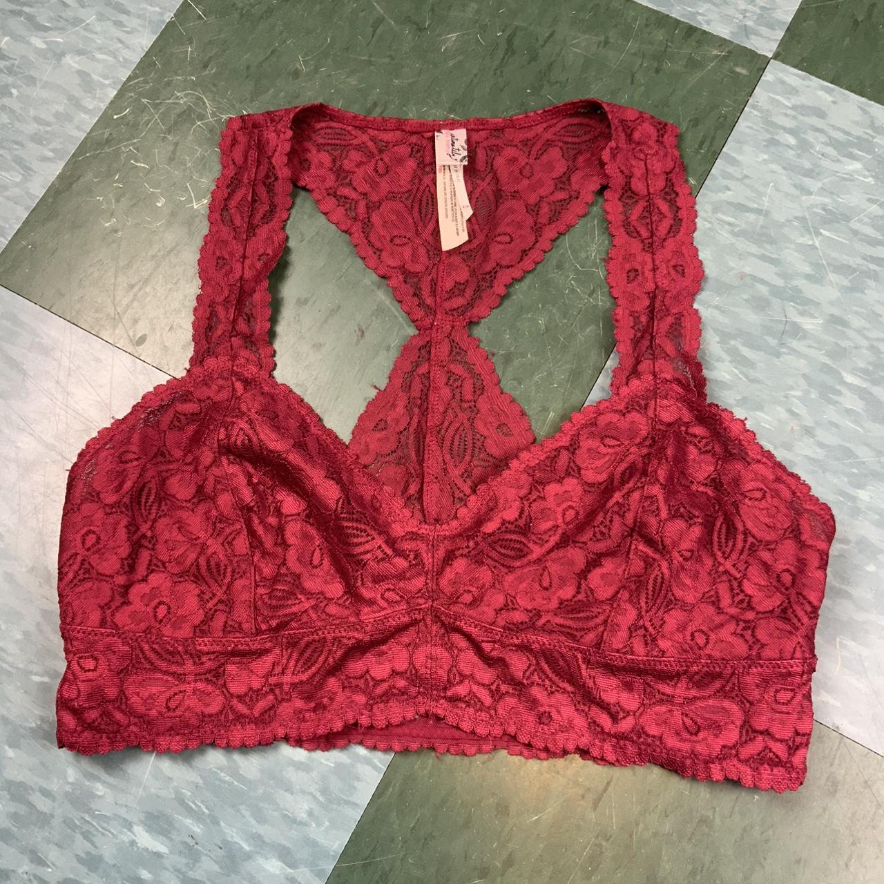 Burgundy Lace Bralette ✨ Burgundy lacy longline - Depop