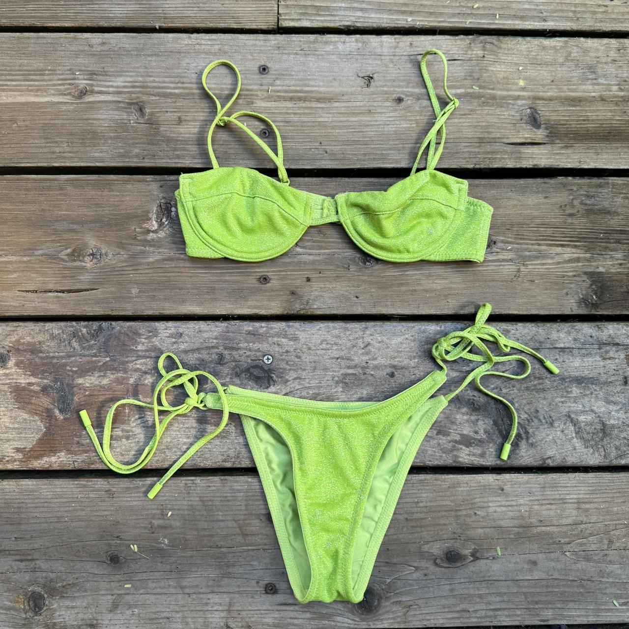 triangl bikini sparkly lime green XS TOP XXS... - Depop