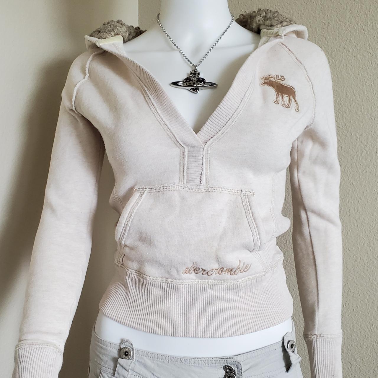 Abercrombie & Fitch Women's Cream Hoodie Depop