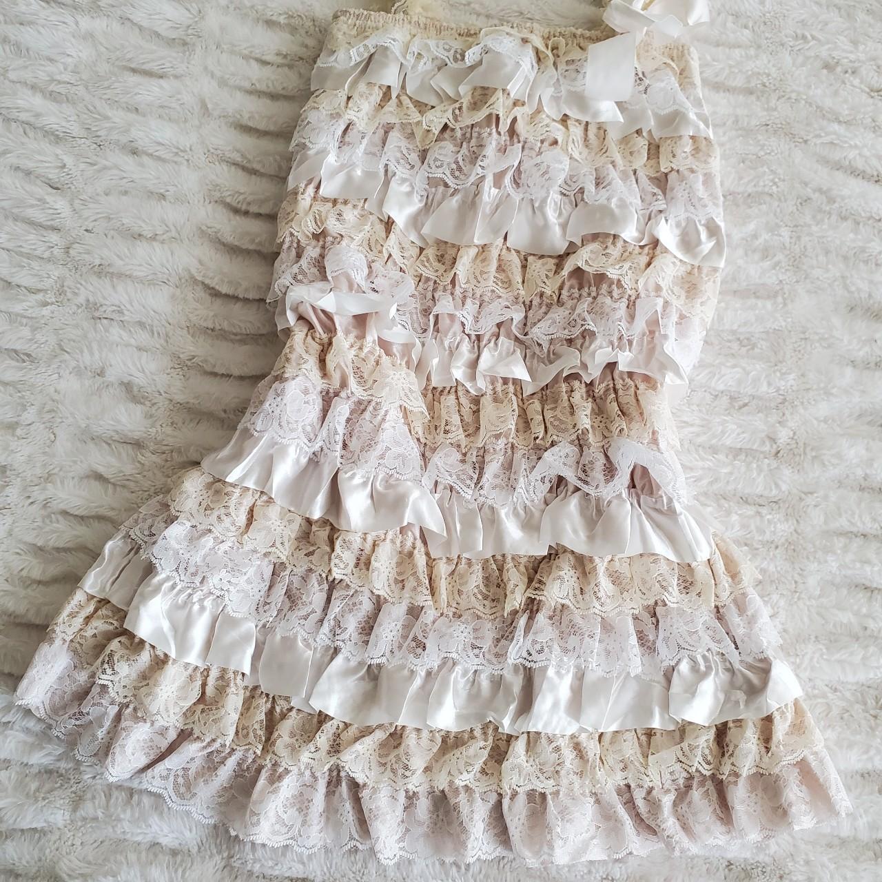 Women's White and Cream Dress | Depop