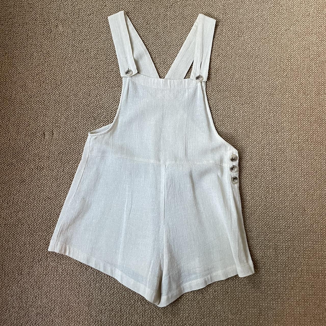 Zulu & Zephyr white linen overalls, size small.... - Depop