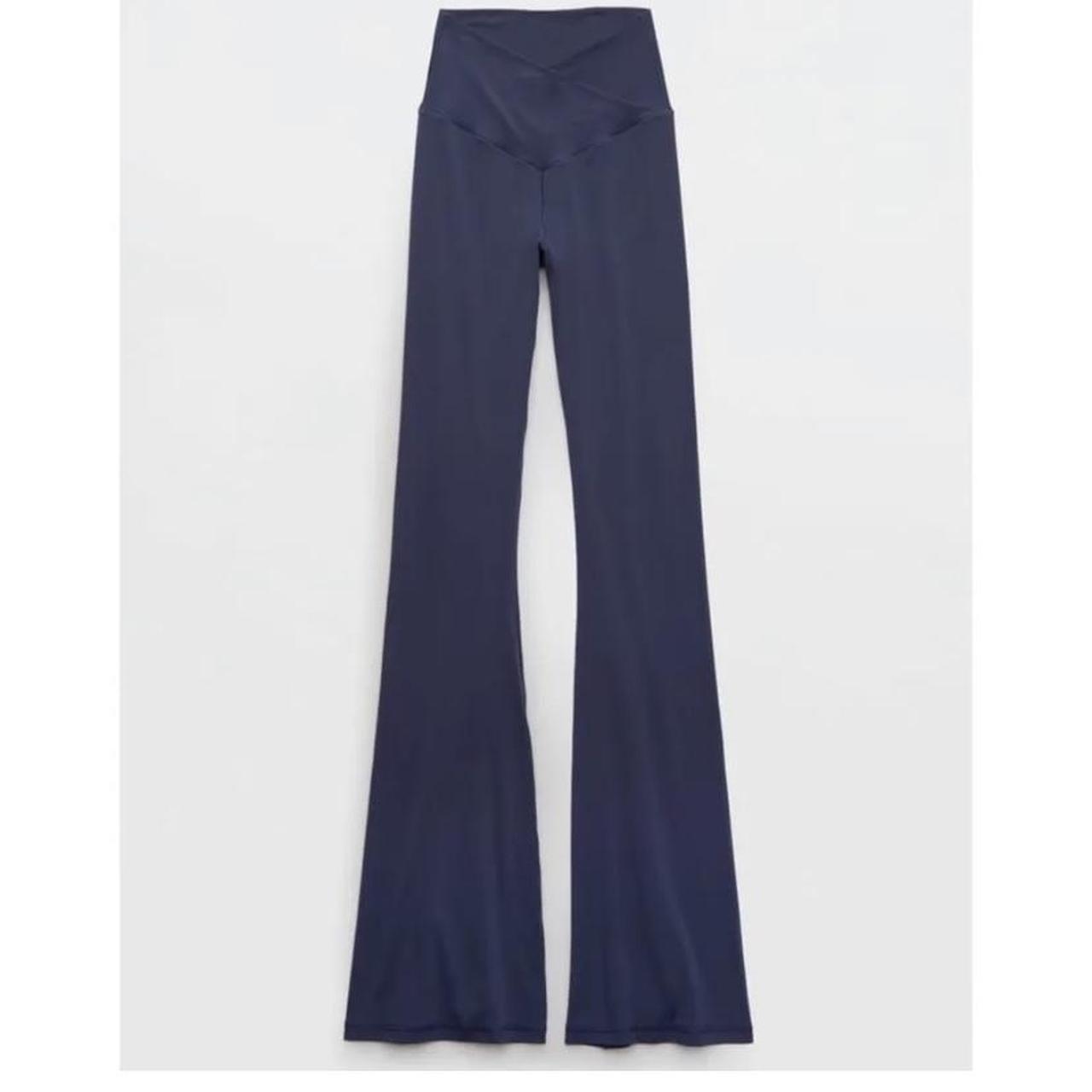 aerie cross over super flare leggings in navy only... Depop