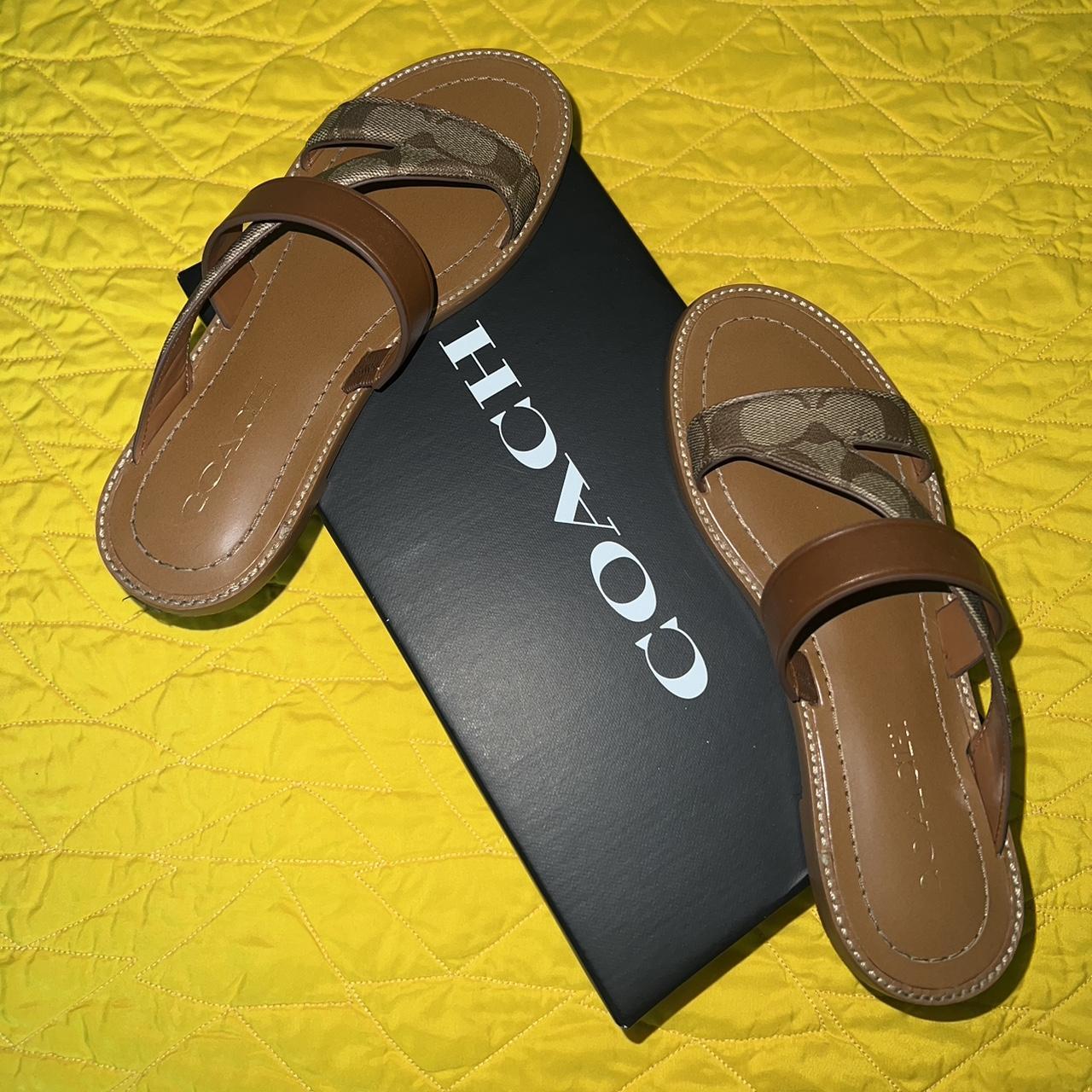 The Coach Harlan Sandal Signature coated canvas and... - Depop