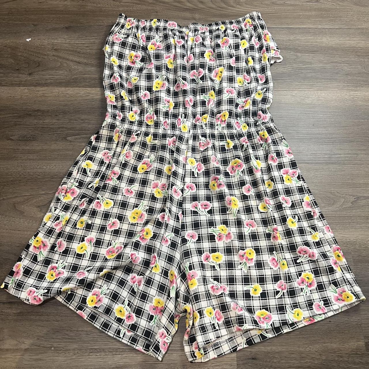 vintage originals gingham romper strapless with... - Depop