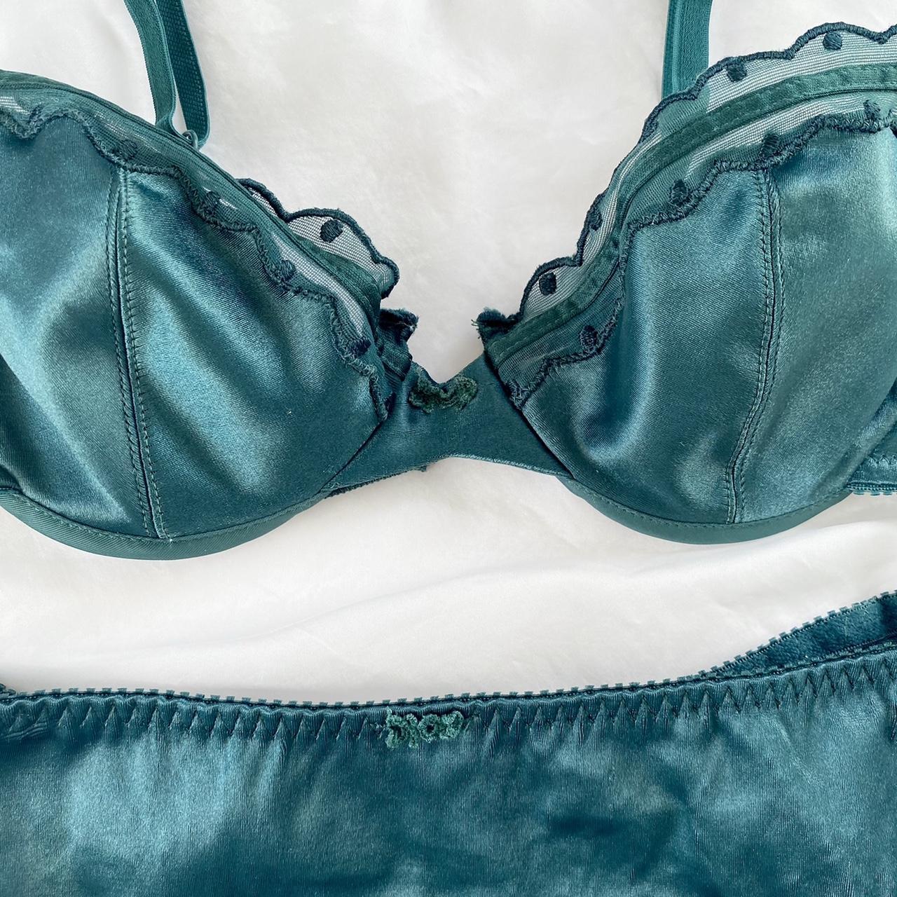 Emerald Green 1980s Christian Dior Bra and Brief... Depop