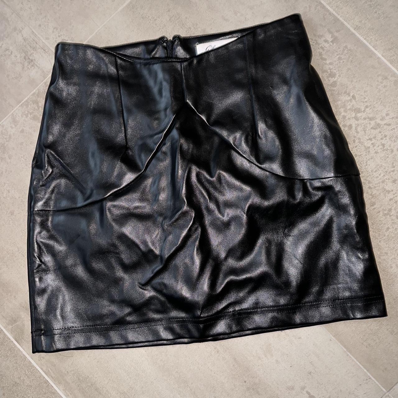Luvalot black leather look mini skirt New without - Depop