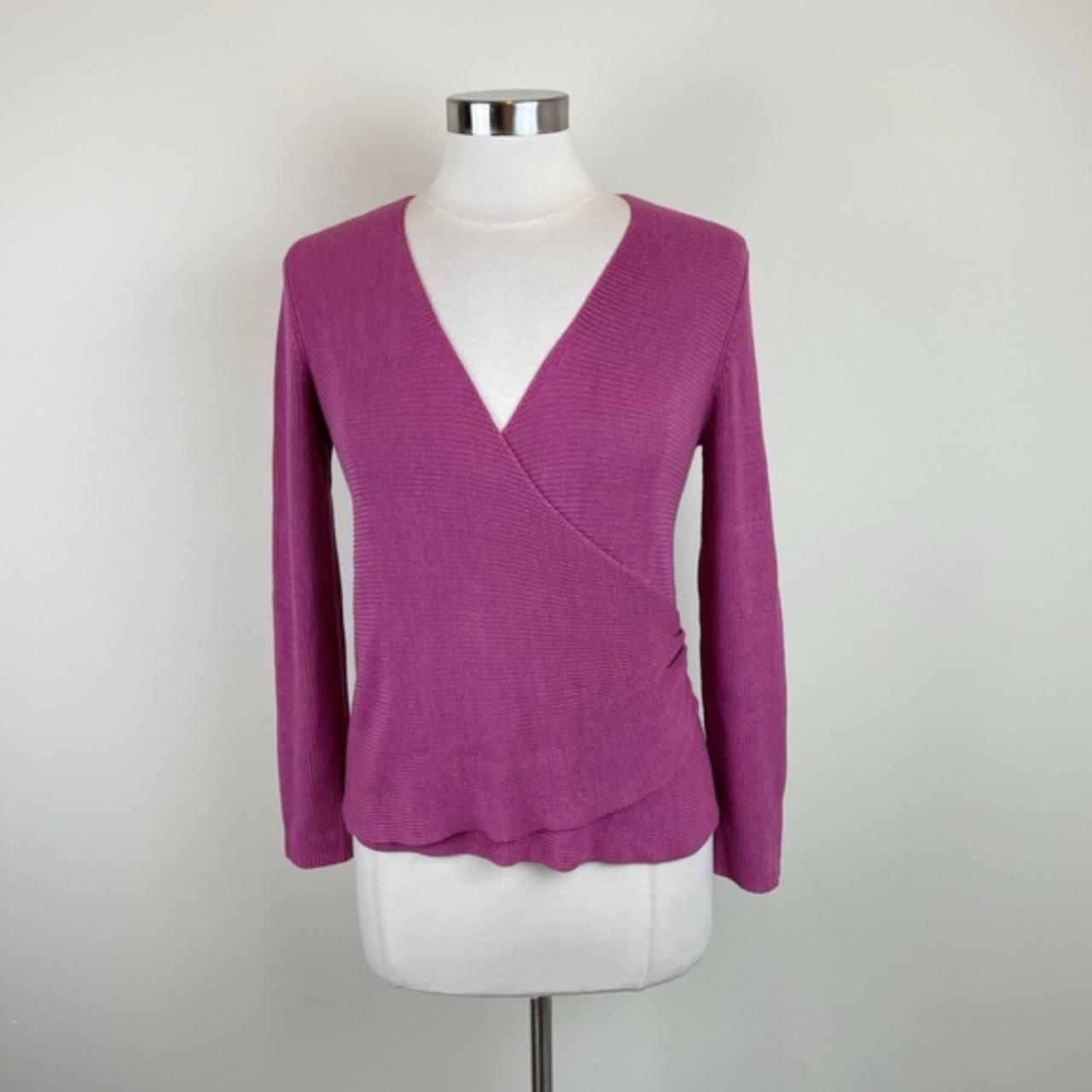 J. Jill Solid Pink Knit Silk Cotton Wrap Sweater Top - Depop