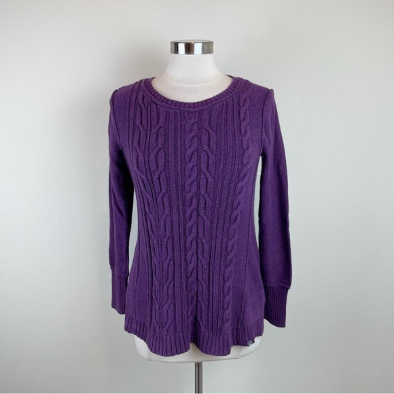 Eddie Bauer Solid Purple Long Sleeve Knit Sweater... - Depop