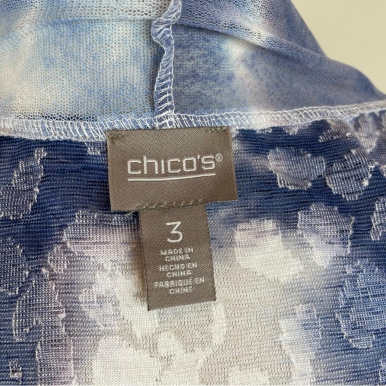 Chico's Blue White Bohemian Tie Dye Open Front - Depop