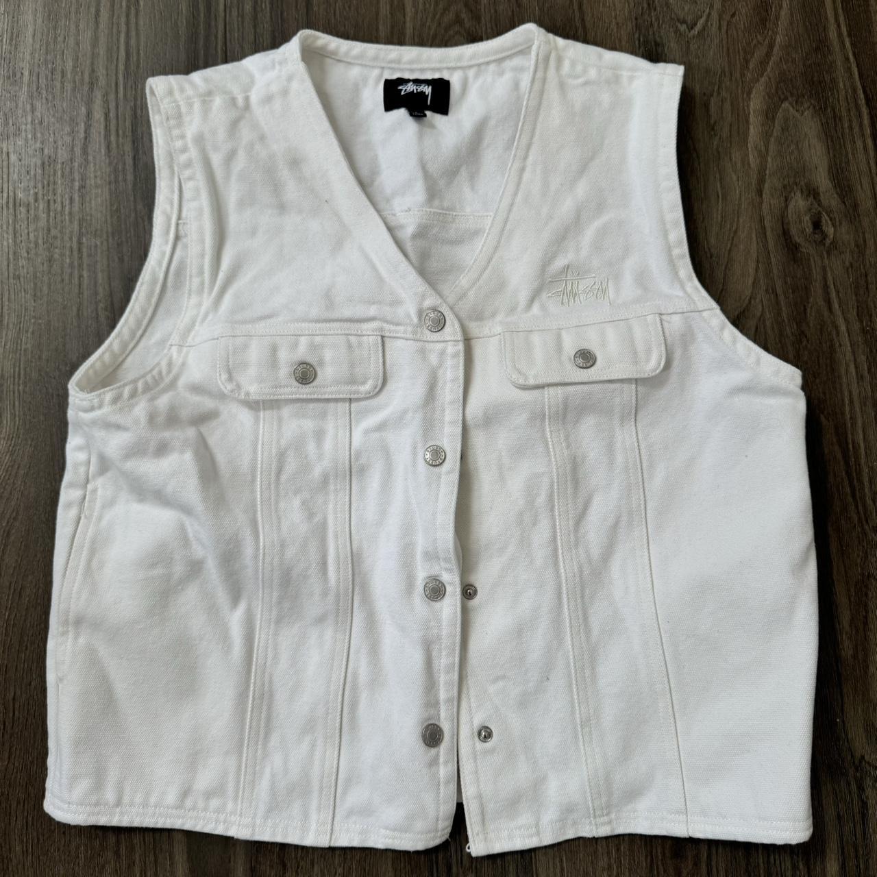 トップス stussy logo-embroidered vest STUSSY Logo Block Check Vest 100% Cotton Made in China From