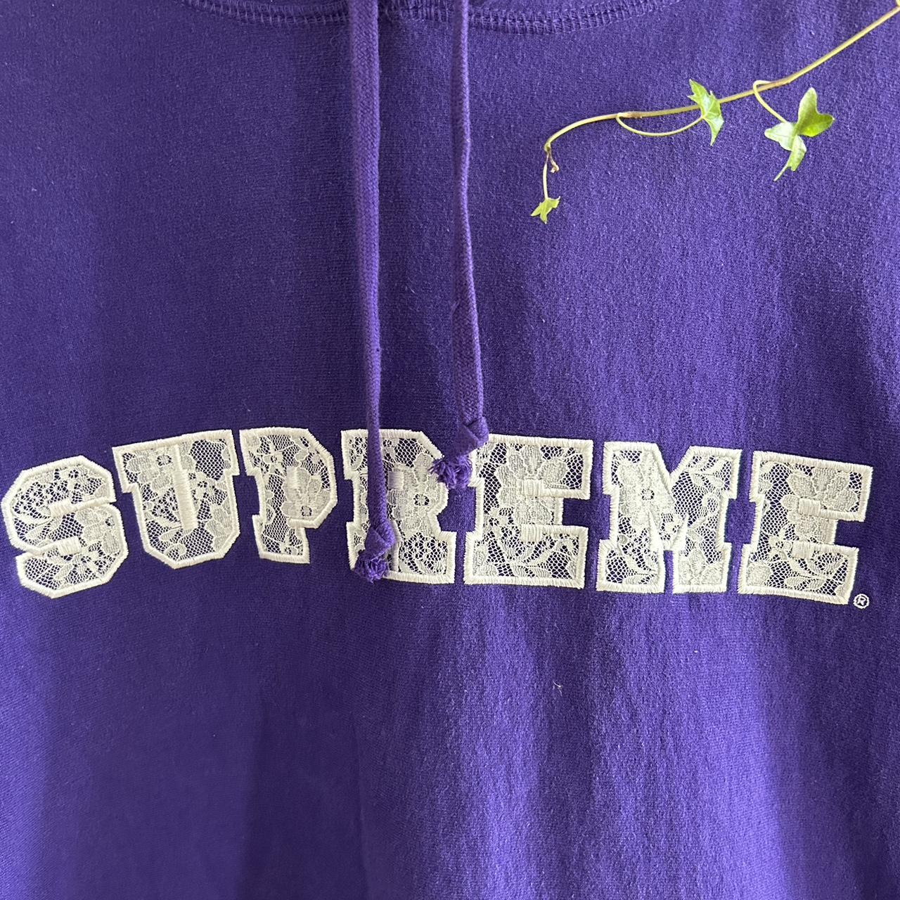 Supreme Lace Logo Hoodie 💜 - Depop