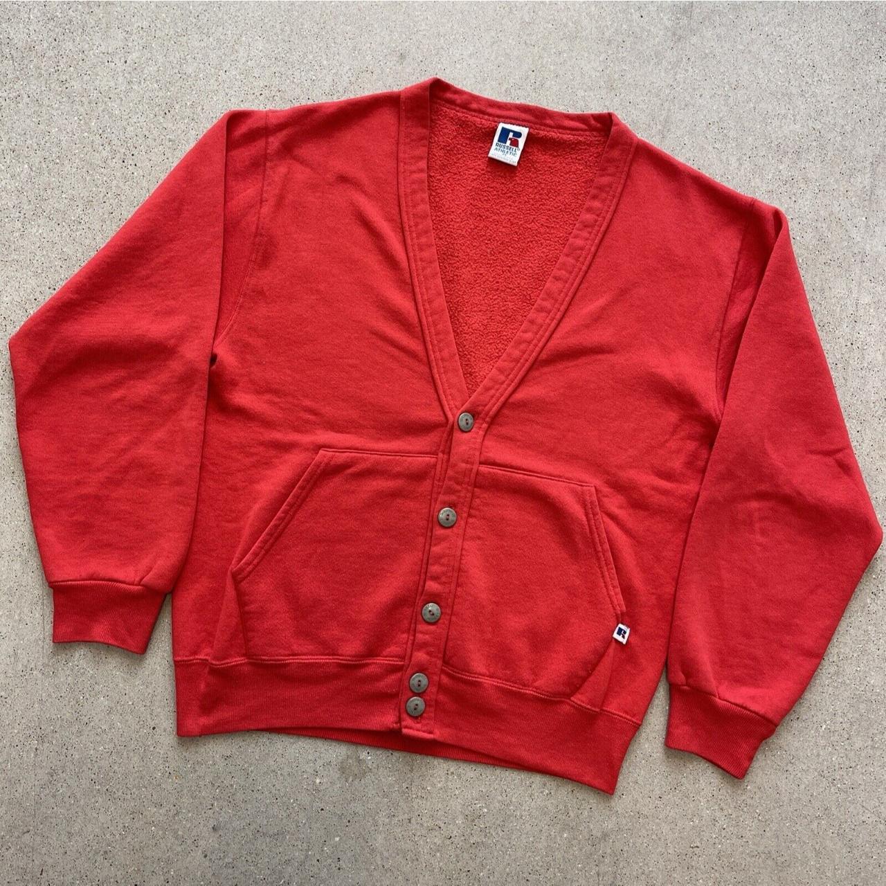 Russell Athletic Men's Red Cardigan Depop