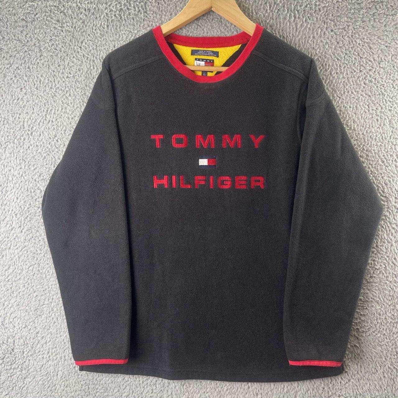 Vintage 90s Tommy Hilfiger Fleece Sweatshirt Adult... - Depop