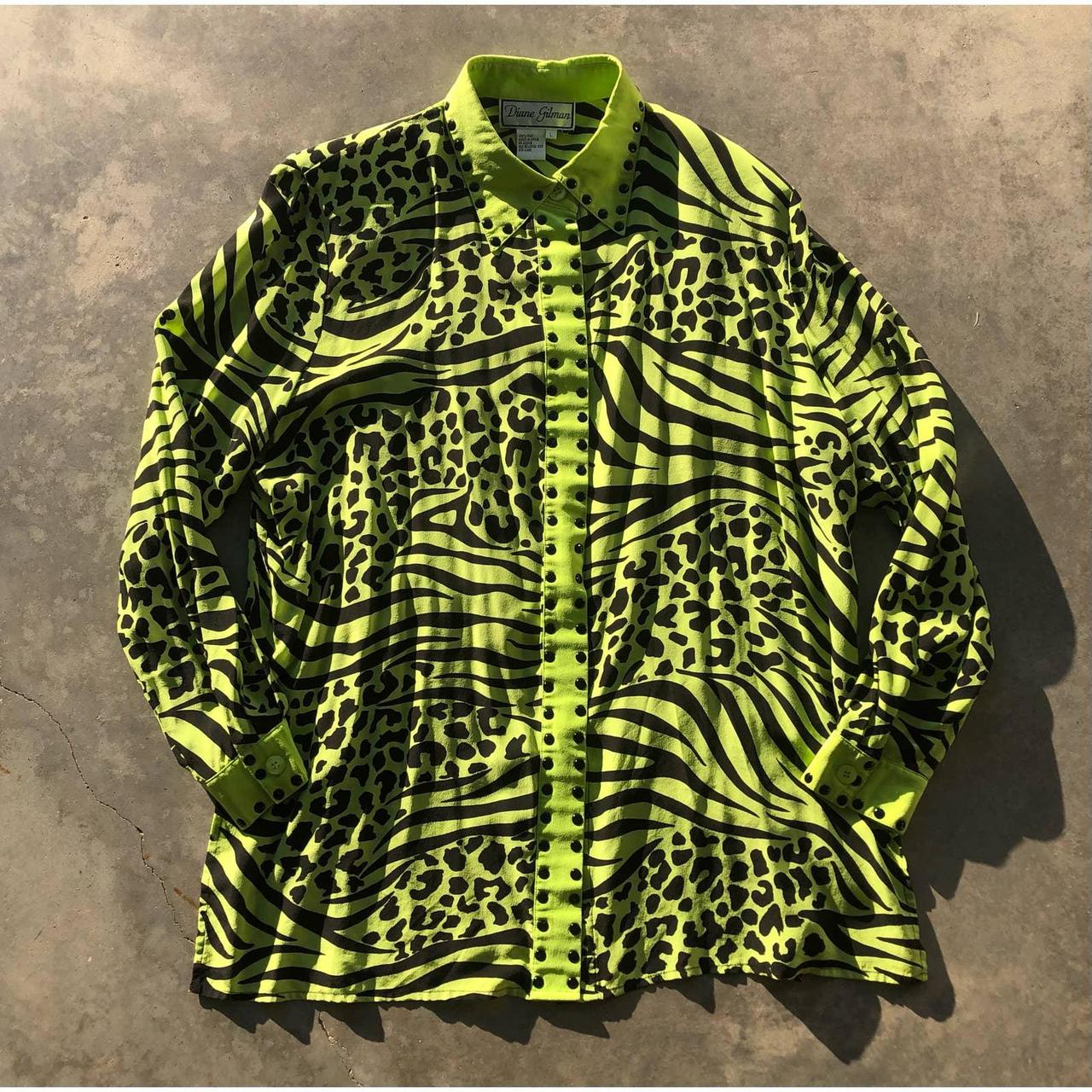 Women's Green and Black Blouse | Depop